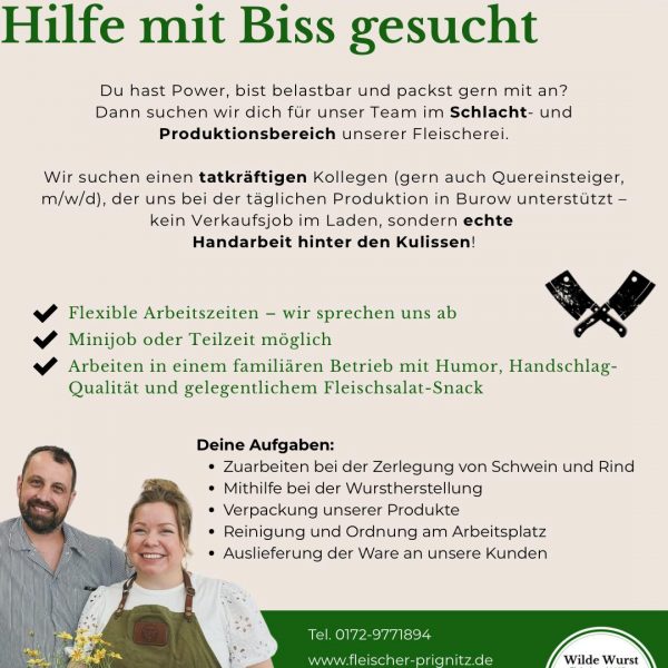 Stellenanzeige Juli 2025 Fleischer
